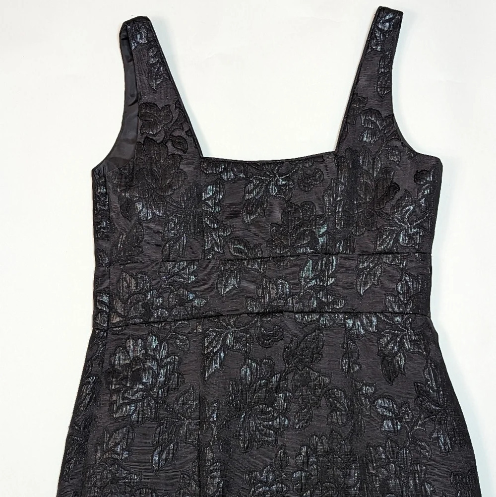 Vintage Black Floral Jacquard Square-Neck Dress - Picture 4 of 9